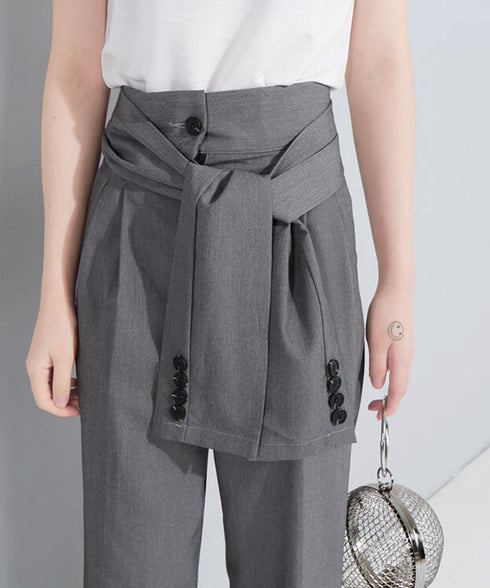 Button Belt Tapered Pants
